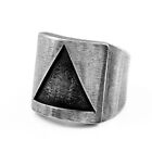 Vintage Triangle Shield Ring Stainless Steel Men's Biker Punk Ring Retro Silver
