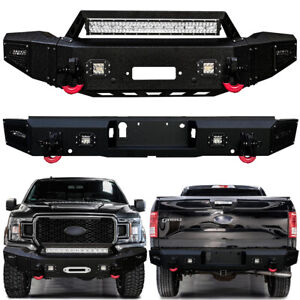 Vijay For 2018-2020 Ford F150 Steel Front/Rear Bumper w/Winch Plate and Lights (For: 2020 F-150 XLT)