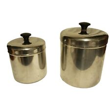 Vintage Mid Century Stainless Steel Canisters Set 2