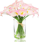New ListingCalla Lily Artificial Flowers in Vase with Faux Water, 20 Stems Real Touch PU Fa