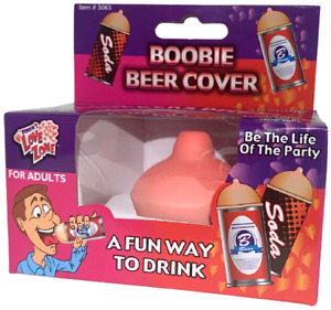 Funny BOOBIE BEER COVER Soda Can Top Rubber Nipple Joke Boob Bachelor Party Gag
