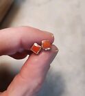 Vintage Native Red Coral stud earrings 925 sterling silver square Studs Small