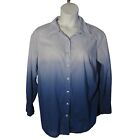 Talbots 1X Shades of Blue Button Down Shirt Top Blouse