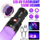 5W-120W UV Light 365nm Blacklight LED Flashlight Rechargeable Inspection Torch