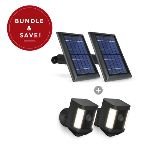Wasserstein Ring Spotlight Cam Plus Battery + Solar Panel Bundle (2-Pack, Black)
