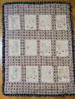 New ListingVintage Hand Embroidered Baby Quilt Blocks Pig Lamb Kitten Puppy Squirrel Cow