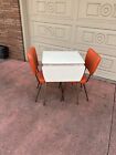 1950s Mid Century Formica Table Drop Leaf W/ 2 Chairs Vintage