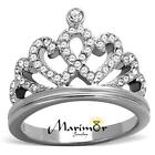 Queen Royalty Princess Crown Silver Stainless Steel Fashion Ring Women's Sz 5-10