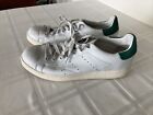 Adidas Mens Sz 12 White W/Green Heel Leather Athletic Shoes Sneakers TS3