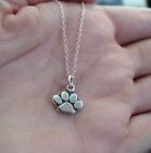 Paw Print Necklace - 925 Sterling Silver - Pendant Charm Dog Cat Paw Print NEW