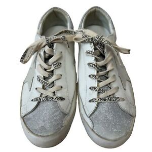 Golden Goose Super Star White with Grey Stars Size 38