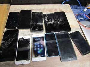 Lot of 11 phones for parts or repair iPhone Samsung LG etc