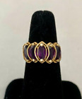 14K Gold Marquise 5-stone Amethyst Ring Tiered Pyramid Sz 6.75 Estate Statement