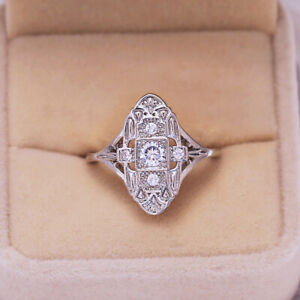 Women Retro 925 Silver Band Ring Jewelry Cubic Zircon Wedding Ring Sz 6-10