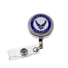 U S Air Force Badge Reel Wings Logo USAF Emblem Military Retractable ID Holder