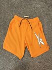 Reebok Men's S Athletic Shorts Vibrant Orange Comfort Spellout Waist Pockets