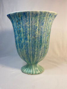 New ListingArt Deco Speckle Glaze Flared Footed Vase Green Blue Drip Glaze