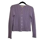 Lord & Taylor Cashmere Fisherman Button Up Cardigan Sweater Purple Size XS