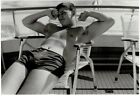 Jock stretching in the sun aboard a yacht snapshot gay man's collection 4x6