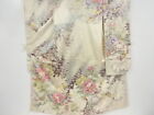 New Listing49823# JAPANESE KIMONO / ANTIQUE FURISODE / EMBROIDERY / FLORAL PLANTS