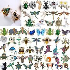 Wholesale Crystal Pearl Animal Brooch Pin Butterfly Dragonfly Bee Bird Wedding