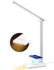 LED Desk Lamp, Desk Lamp with Wireless Charger, Dimmable Eye-Caring Table White