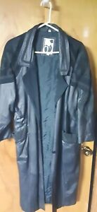 Bellavia Full Length Black Leather Trench Coat Size Womens Large