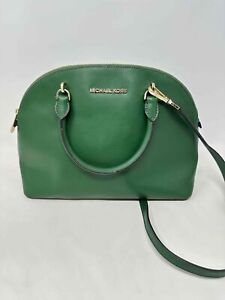 Michael Kors Green Purse Handbag  Emmy Tote Crossbody Luxury Leather Dome