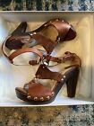 Jimmy Choo Holly 120 Studded Tan Leather Heel BROWN  Womens Size 7/ 37 $695