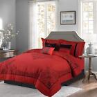 Red & Black 7-piece Nadia Comforter Set Bedding - Oversized Royalty Design