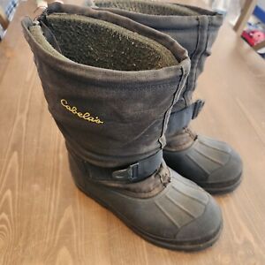 Cabela's Snow Winter Boots Mens Size 9 Front Strap And Back Zipper Brown & Black