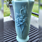 VAN BRIGGLE Signed MCM Columbine Vase  Ming Blue Art Deco Nouveau Pottery 8.5