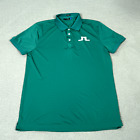 J. Lindeberg Polo Shirt Mens Large Regular Green Golf Performance Tee Logo Shirt