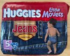 Rare VTG Huggies Jumbo Little Movers Jeans Diapers Sz 5 27 lb Qty 21