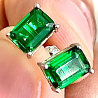 Green Emerald Earrings Sterling Silver 925 Stud Earrings for Women lab-created