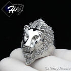 MEN's Stainless Steel ICY BLING Cubic Zirconia Silver Lion King Face Ring*R111