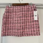 Tweed Skirt Womens L Large Pink Black Plaid A Line Clueless 90s Schoolgirl Wool