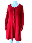 Gitane Womens Cardigan Size S Red Wool Longline Long Sleeve Button Front Pockets
