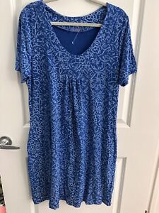 Fresh Produce Womens XL Royal Blue Short Sleeve Swing Sundress Comfort Dress