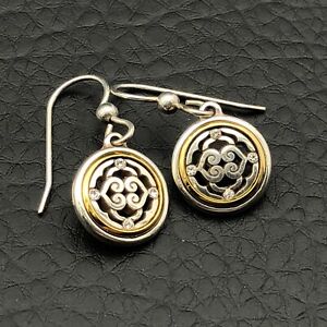 New ListingBrighton Earrings Intrigue Silver Gold Plate Two-Tone Medallion French Wire Drop