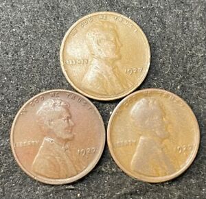 1927 P D S Lincoln Wheat Pennies- Free Shipping #3