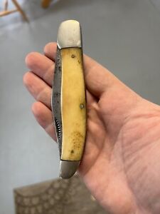 Vintage Ka-Bar Knife Bone Handle Folding Oleans