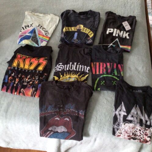 Lot of  8 'Reproduction' Rock 70's-90's Band T-Shirts Size S/M