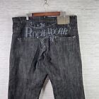 VINTAGE Rocawear Jeans Mens 44x34 Black Denim Baggy Wide Leg Skater Grunge Y2K