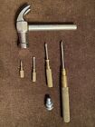 Vintage GAM 5-in-1 Brass Handled Nesting Hammer & 4 Screwdriver Set - Lancaster