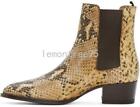 46 45 Mens Ankle Boots Leather Snake Skin Pattern Chelsea Pointy Toe Dress Shoes