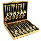 24-Pieces Gold Silverware Set, Gold Forged Stainless Steel Flatware Set, Serve 6