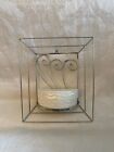 Vintage Mid Century Modern Wall Planter - Brass Frame with White Pottery 1950s