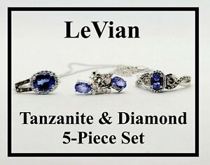 LEVIAN JARED Certified Levian Tanzanite Diamond 5 Piece Earrings Pendant, & Ring