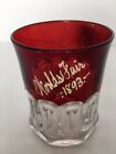 1893 World's Fair Ruby Red Drinking Lowball Glass Vintage Cocktail